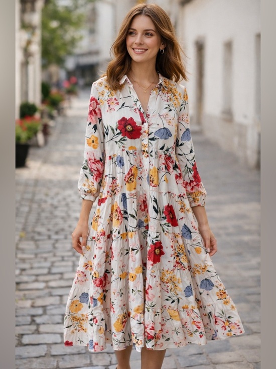 Philosophy Dresses & Skirts - Philosophy Floral Button Down Midi Dress Size 6